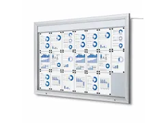 Outdoor mededelingenbord 21x A4 met logopaneel LED verlicht