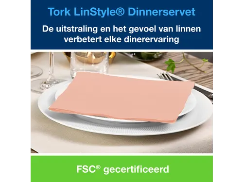 Dinerservet Tork 478881 LinStyle 1/4-vouw 1-laags 50st koraalrood