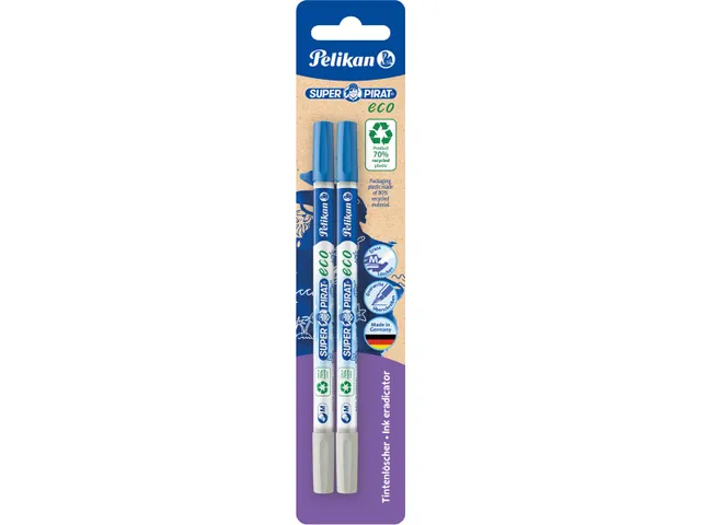 Super Pirat Eco inktuitwisser blister van 2 stuks