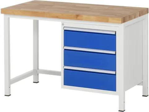 établi HxlxP 840-1040x1250x700mm plateau hêtre force 1250kg 4 pieds