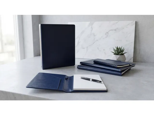 Schrijfmap Multo Hannibal A5 blauw kunstleder met schrijfblok