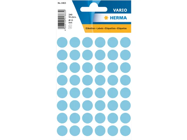 HERMA 1863 Multipurpose etiketten Rond 13mm Blauw 240 stuks