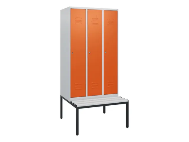 locker met bank,HxBxD 1950x900x815mm,3vak,vak B 300mm,cil.-slot