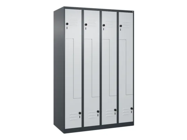 Z-garderobekast,HxBxD 1850x1200x500mm,vak B 150/300mm,draaigrendel