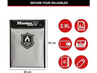 Brandwerende documententas MasterLock met siliconencoating A4 grijs - 5