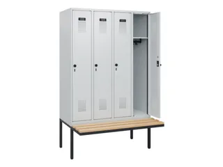 locker met bank,HxBxD 1950x1200x815mm,4vak,vak B 300mm,draaigrendel - 1