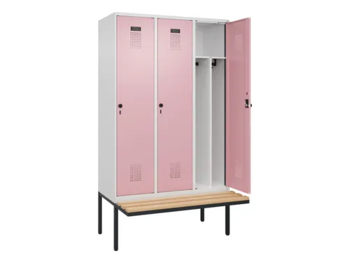 locker met bank,voor scheiding van kleding,HxBxD 2120x1200x815mm,3vak