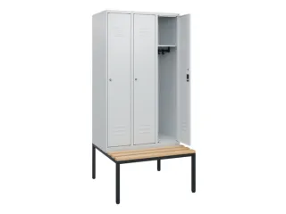 locker met bank,HxBxD 1950x900x815mm,3vak,vak B 300mm,cil.-slot - 2