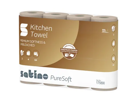 Keukenrol Satino 175891 PureSoft 3laags 4x64 vel naturel