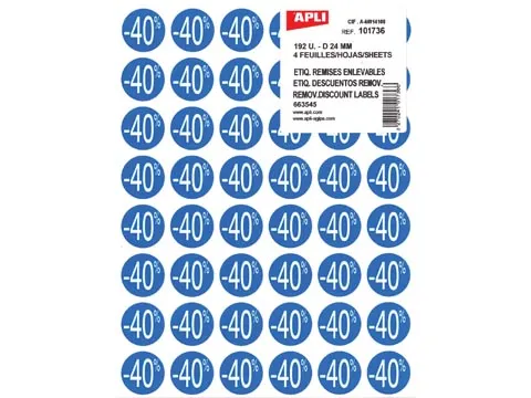 Agipa Kortinglabel -40% blauw 192 stuks verwijderbaar
