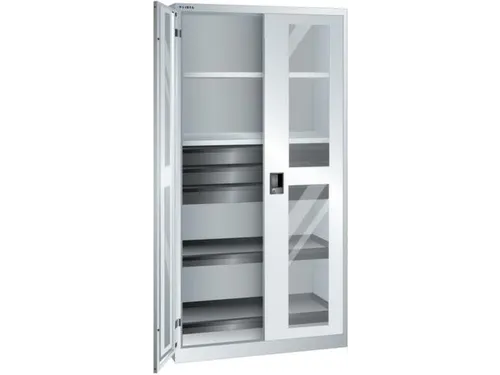vitrinekast,HxBxD 1950x1000x580mm,4xStalen bodem,3lade(n),key lock