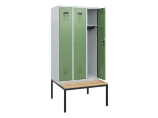 locker met bank,HxBxD 1950x900x815mm,3vak,vak B 300mm,cilinderslot - 1