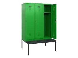 locker met bank,HxBxD 1950x1200x815mm,3vak,vak B 400mm,cilinderslot - 1