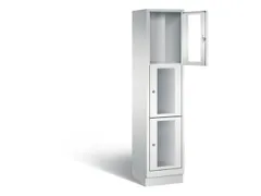 Lockerkast 1800x420x500mm 1x3 vakken Cilinderslot, Sokkel, RAL7035