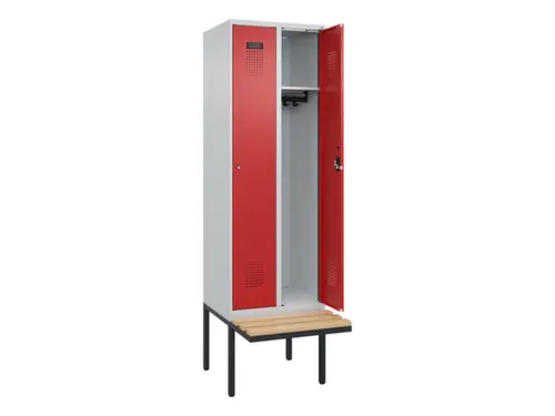 locker met bank,HxBxD 2120x600x815mm,2vak,vak B 300mm,cilinderslot