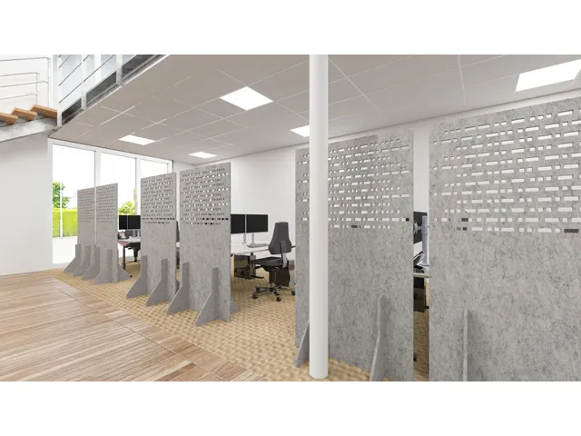 Cloison de séparation acoustique PET-Feutre 100x80cm Gris clair