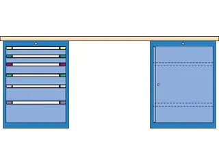 werkbank,HxBxD 840x2000x700mm,multiplexblad,RAL7035,front RAL7035 - 1