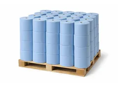 Poetspapier 360 Meter verlijmd blauw 3-laags Pallet 36 Rol