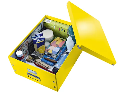 Opbergbox WOW Click & Store 369x200x482mm geel 85% gerecycled karton