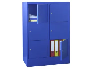 lockerkast,HxBxD 1187x800x500mm,2x3vakken,RAL7035,front RAL5012 - 1