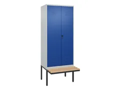 PBM-locker met bank,HxBxD 2120x800x815mm,2vak,vak B 400mm,draaigrendel