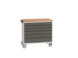 gereedschapswagen 980x1050x600mm multiplexblad 6 laden RAL7035+RAL7016