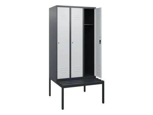 locker met bank,HxBxD 1950x900x815mm,3vak,vak B 300mm,cil.-slot