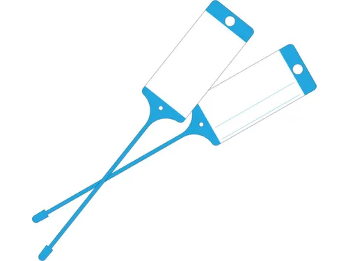 Goederenlabel PP blauw blanco gelijnd