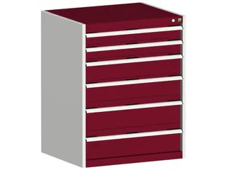ladekast HxBxD 1000x800x650mm 6laden romp RAL7035 front RAL3004 - 1