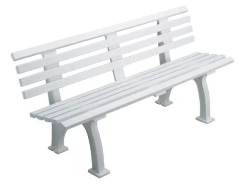 Kunststofbank 740x1500x380mm Zit H 440mm 9 Latten 2 Pootstellen Wit