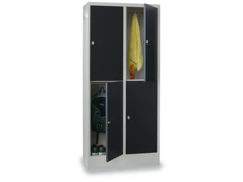 lockerkast,HxBxD 1850x800x500mm,2x2vakken,RAL7035,front RAL7016