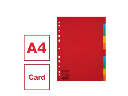 Tabbladen Esselte A4 11-gaats Karton 10-delig Blanco Tabs Kleur