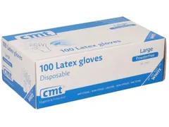 Handschoen CMT L latex poedervrij wit 100 stuks