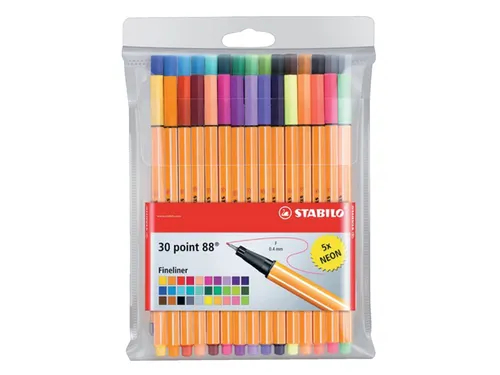 Fineliner Stabilo Point 88 0.4mm 30 Stuks Assorti Inclusief 5X Neon