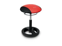 kruk zitting kunstleer/polyester zwart/rood zitting HxØ 440-570x385mm