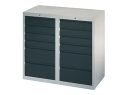 ladekast HxBxD 900x1000x500mm 12laden RAL7035 front RAL7016