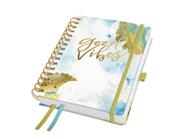 Spiraal-agenda Inspire A5 2027 (NL/FR/ EN/DU) Good Vibes hardcover