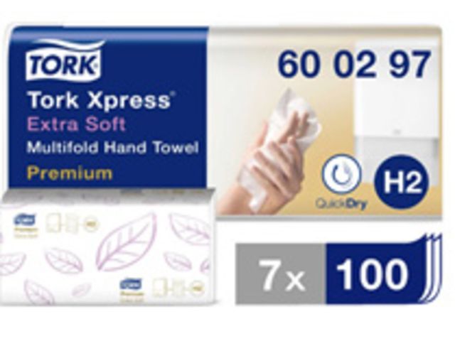 Handdoek Tork H2 600297 Premium 2laags 21x34cm 7x100st | HanddoekDispensers.nl