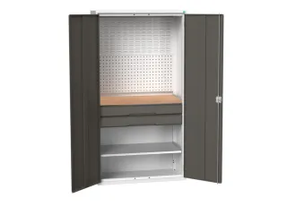 Systeemkast 2000x1050x550mm 1xlegbord 2laden RAL7035+RAL7016 - 1