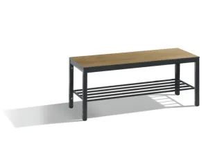 omkleedbank,HxLxD 438x1000x353mm,HPL eiken-sereno,frame staal RAL7021 - 1