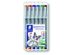 Fineliner Staedtler Pigment 308 assorti 0.5mm set à 6st assorti