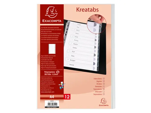 Tabbladen PP Kreatab s A4 12tabs transp.