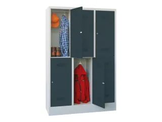 dubbeldekse locker,HxBxD 1850x1200x500mm,3x2vak.,RAL7035,front RAL7016 - 2