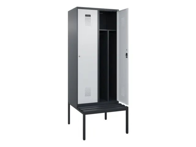 locker met bank,voor scheiding van kleding,HxBxD 2120x800x815mm,2vak