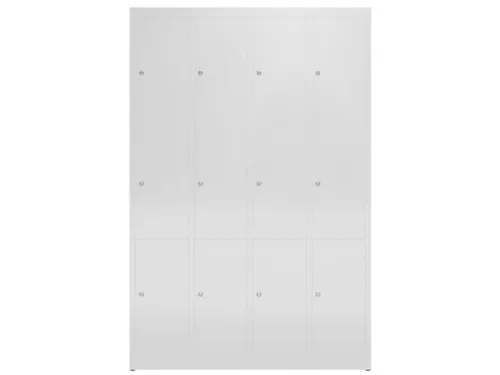 Lockerkast 1800x1185x500mm 4x3 vakken cilinderslot, sokkel, RAL7035