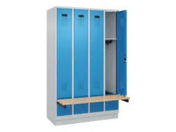 locker met bank,HxBxD 1950x1200x815mm,4vak,vak B 300mm,cilinderslot