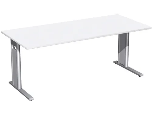 Bureau C-Poot HxBxD 680-800x1800x800mm Decor wit Zilverkleurig