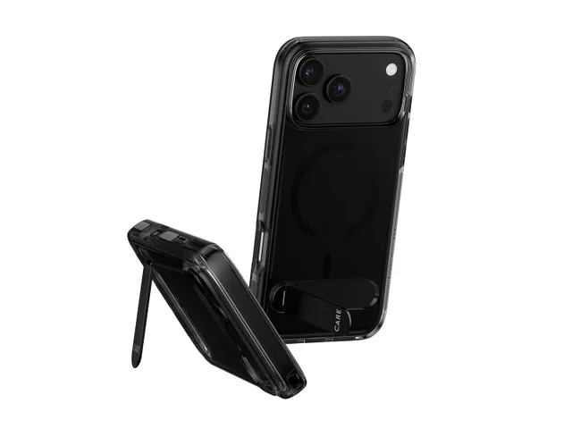 PanzerGlass CARE by Kickstand Case Smokey w. Black MagSafe iPhon