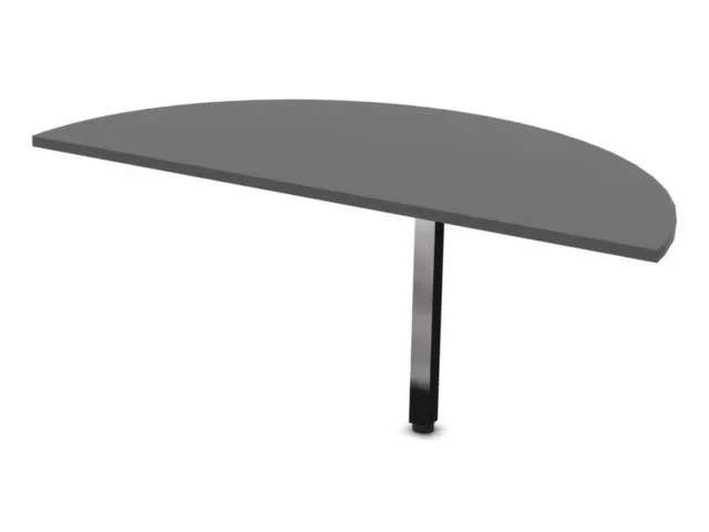 aanbouwtafel,HxBxD 740x1400x700mm,halfrond,MS-donkergrijs