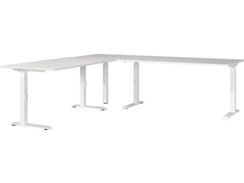 hoekbureau,in h. verstelb.,HxBxD 710-910x2400x2200mm,blad wit